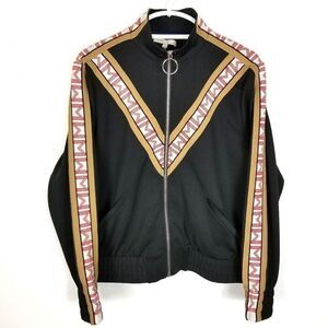 Maje Women Trevise Zip-Up Jacket Size US 8 Black Printed